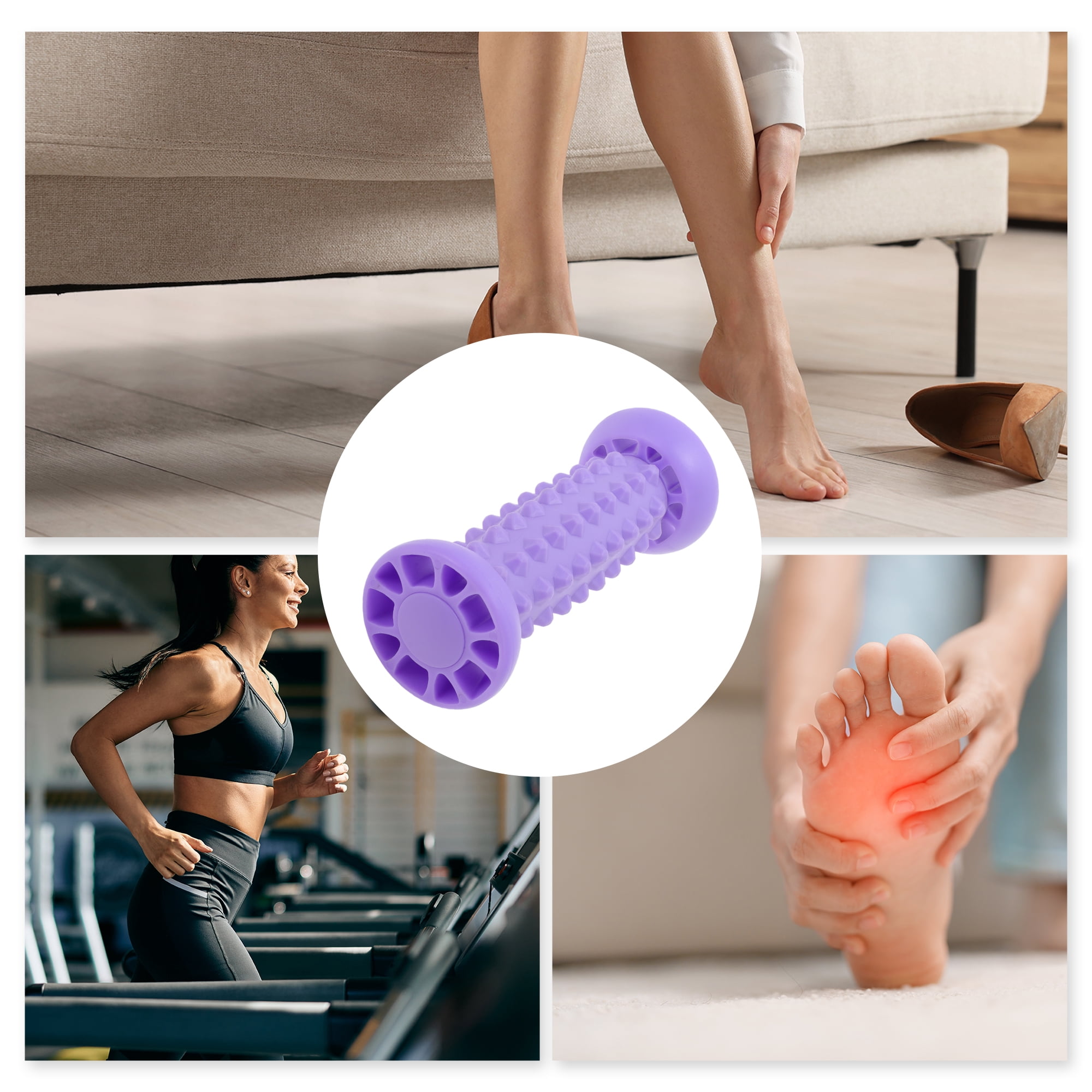Unique Bargains Durable Useful 1 Pc Dumbbell Roller Foot Massager Purple
