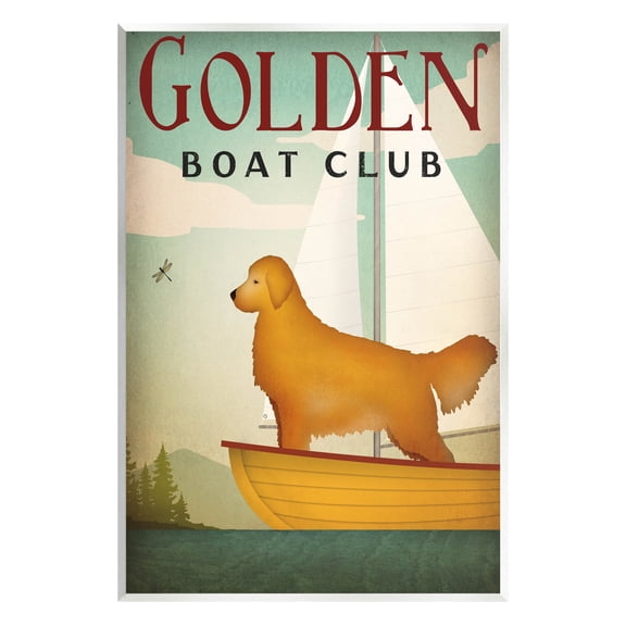 Stupell Industries Boat Club Dog Sailing Graphic Art Unframed Art Print Wall Art, Design by Ryan Fowler