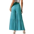 thumbnail image 3 of INSPIRE CHIC Women's Boho Pants Elastic High Waist Ruffled Flare Palazzo Chic Wide Leg Pants S Lake Blue, 3 of 6