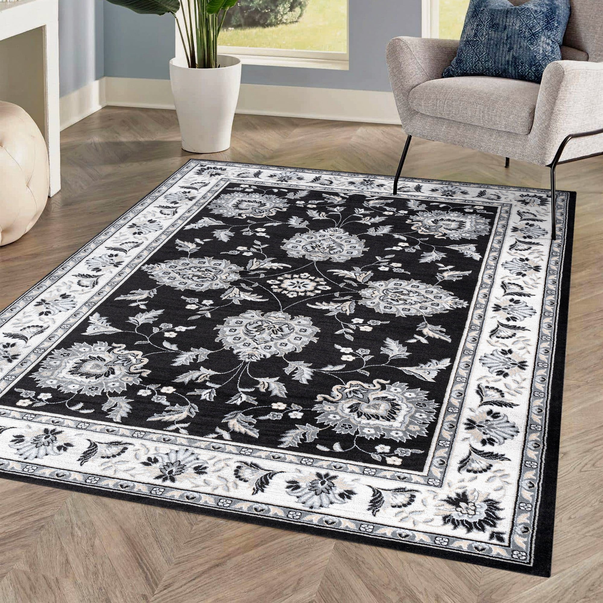 JONATHAN Y MODERN PERSIAN 4 x 6 Area Rug, Cherie French Cottage - Black/Cream, MDP505D-4