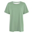 thumbnail image 5 of Lixiuxyad Women T-Shirt Classic Solid Color Casual Tee Shirt Basic Comfortable Soft Everyday Blended Short Sleeve For Ladies,Green, 5 of 5
