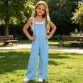 thumbnail image 6 of Vornjynx Girls Overalls with Pocket Comfort Soft Straight Fit Summer Casual Trendy Jumpsuits Blue Size 6, 6 of 10