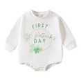 thumbnail image 1 of Gibobby Pañalero de algodón Infant Boys Girls St. .k's Day manga larga pulóver recién nacido sudadera monos(Blanco, 6-9 Meses), 1 of 5
