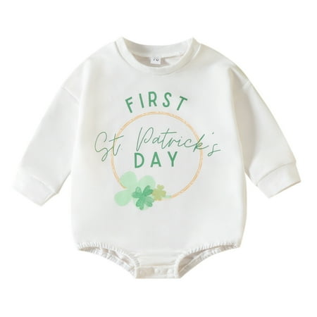 

JDEFEG Baby Summer Clothes Boys Girls St. Patric.K s Day Long Sleeve Letter Printed Pullover Romper Sweatshirt Bodysuits Baby Bodysuit Short Sleeve White 70