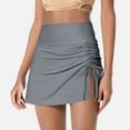 thumbnail image 2 of ERkkoi Womens High Waisted Swim Skirt with Split Sporty Drawstring Skirted Swim Bottom with Built-in Panty Grey XXL, 2 of 6