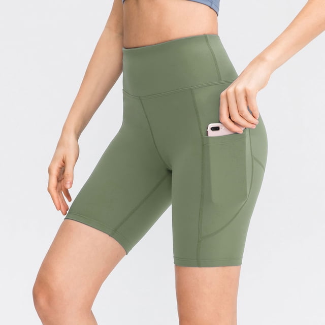 Pantalones cortos de yoga para mujer con bolsillos Medias deportivas de cintura alta Estiramiento Co Abanopi Pantalones deportivos