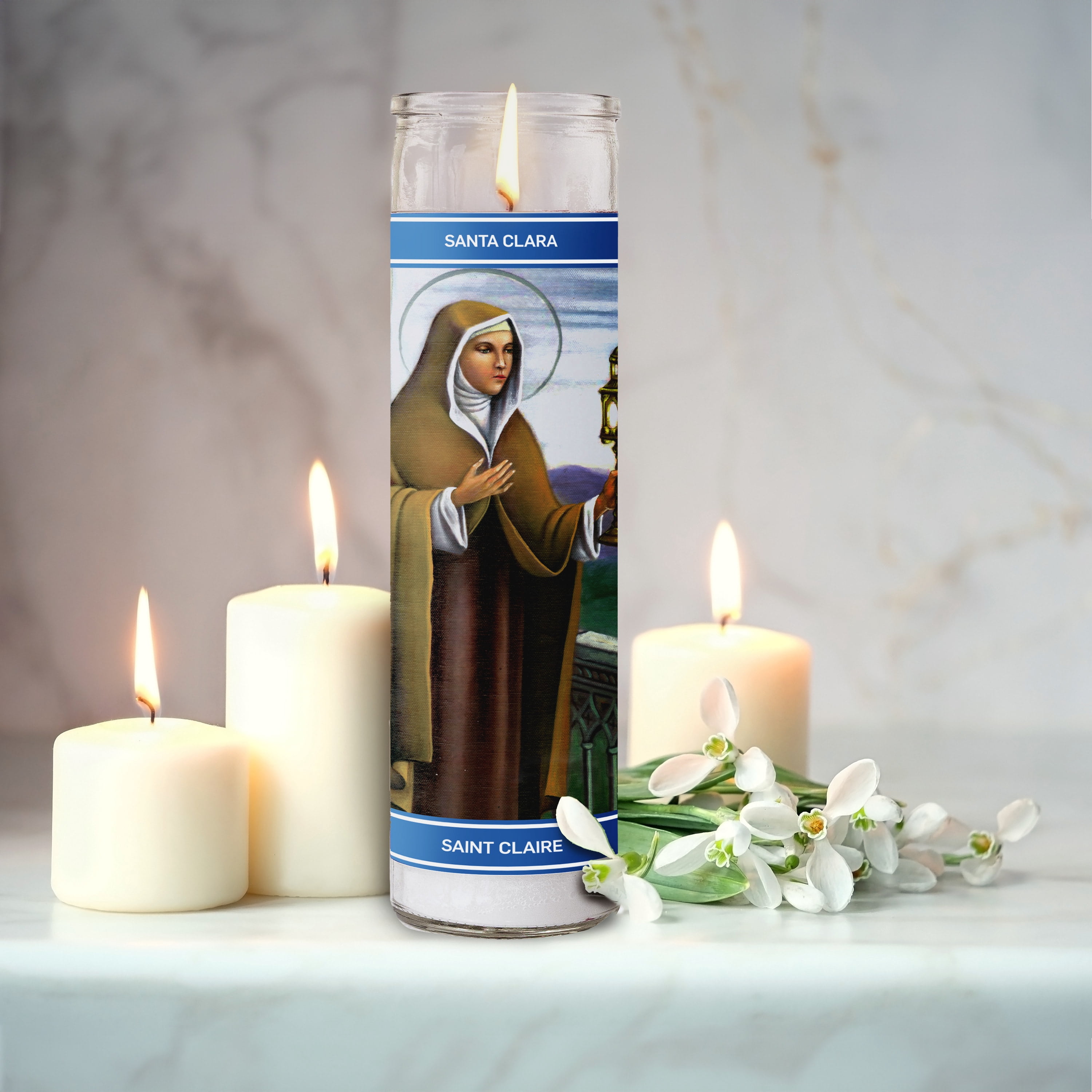 (4 pack) MagicLight Unscented Religious Candle 9.6 oz in Glass Jar, St Claire White