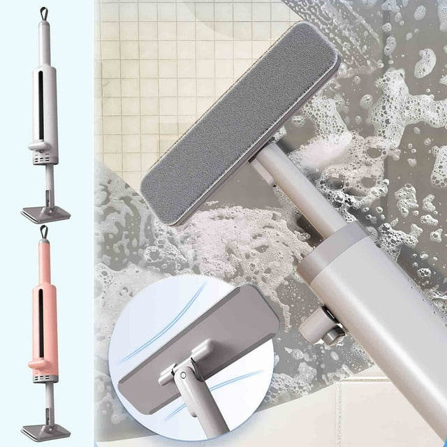 Xihbxyly Mini Trapeador, Diseño Giratorio de 360°, Compacto y Ligero, Limpieza Manos Libres, Uso En Seco y Húmedo, Limpieza de Baños y Pisos, Almohadillas de Microfibra Reutilizables, Ahorra Espacio,