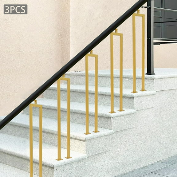 3pcs Metal Stair Baluster 36in U Shape Stair Balusters Golden Baluster for Stair