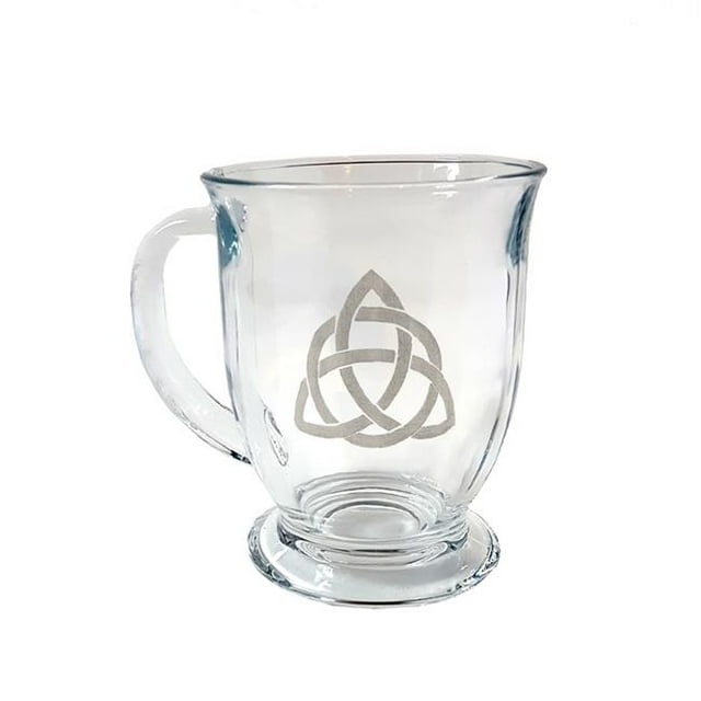 Lyoncraft COTR01 16 oz Trinity Knot Engraved Glass Coffee Mug