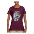 thumbnail image 2 of Wolf Oil Painting Animal Lover Womens Graphic T-Shirt, Maroon, Small, 2 of 3
