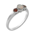 thumbnail image 1 of LBG British Made 9k White Gold Natural Opal & Garnet Womens Anniversary Ring - 33 size options - Size 8.75, 1 of 7