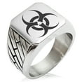 thumbnail image 1 of Stainless Steel Biohazard Geometric Pattern Biker Style Polished Ring, 1 of 1