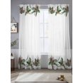 thumbnail image 2 of Christmas Winter Sheer Curtains 84 inches Long, Pine Cone Berry Plant Pastoral Light Filtering Sheer Window Curtains Rod Pocket Voile Drapes for Bedroom Living Room, 2 Panels 52"W x 84"L, 2 of 6