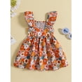 thumbnail image 3 of Wassery Infant Baby Kids Girls Dress 9M 12M 18M 24M 2T 3T 4T Toddle Girl Summer A-line Dress Fly Sleeve Square Neck Flower/Leaves Print Dress, 3 of 9