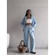 thumbnail image 5 of Conjuntos de 2 Piezas para Mujer: Conjuntos Casuales de Salón, Camisas de Larga con Botones y Pantalones de Pierna Azul M, 5 of 9