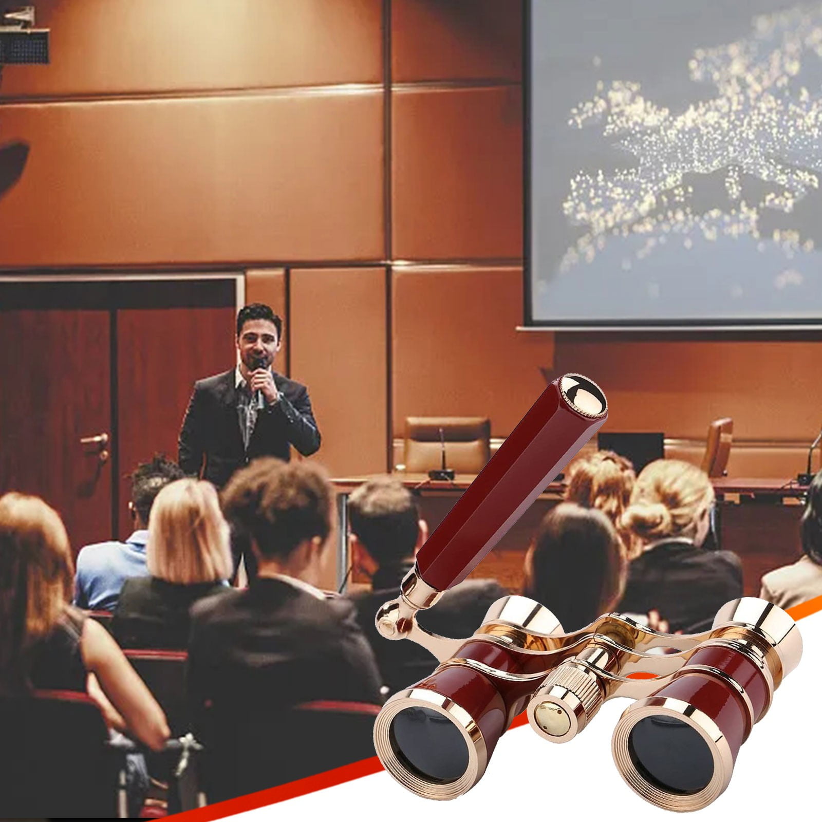 CxhicLuv 3X25 Opera Glasses 4.3×2.5×1.2 Inch, Foldable Handle, Portable, Theater Binoculars – Ideal for Concerts, Musicals, Perfect for Theater Lovers, Enthusiasts, Red