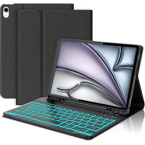 Detachable Backlit Keyboard Case with Pencil Holder, Backlit black, iPad Air 11-inch M3 2025/M2 2024