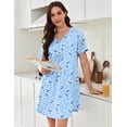 thumbnail image 4 of EKOUAER Nightgowns for Women Cotton Night Gowns Pleated Nightshirts Henley V Neck Sleepshirts Short Sleeve Sleepwear, 4 of 6