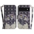 thumbnail image 2 of Case for Google Pixel 6 Pro 5G Cover Magnetic 3D Pattern Wallet Flip Case With Strap - Grey cat, 2 of 5