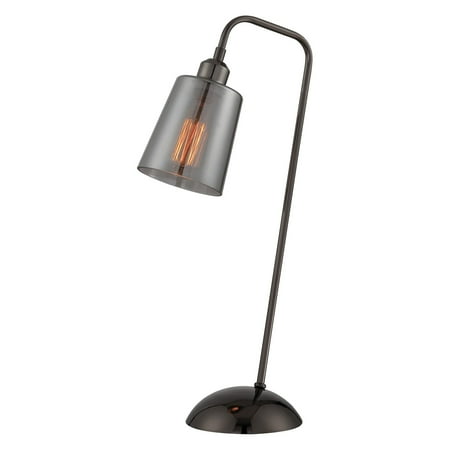 Lite Source Lovette 1-Light Table Lamp, Gunmetal Finish with Smoked Chrome Glass Shade
