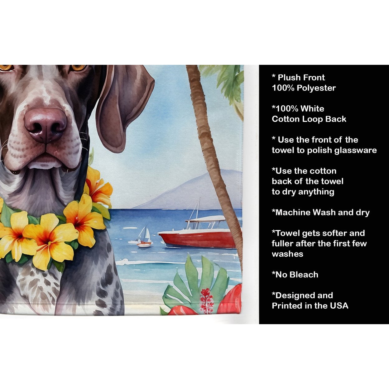 Carolines Treasures DAC6439KTWL 25 x 15 in. German Shorthaired Pointer Luau Kitchen Towel