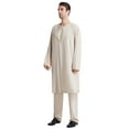 thumbnail image 3 of JHLZHS Mens Outfits Big and Tall Men's Casual Middle Button Down Pocket Robe Trousers Two Piece Set 70 S Outfit for Men Gold Mens Outfits Fall Wedding, 3 of 8