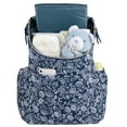 thumbnail image 4 of Baby Essentials 2 Piece Baby Diaper Backpack with Stroller Straps and Matching Changing Pad in Navy Blue Floral, 4 of 10