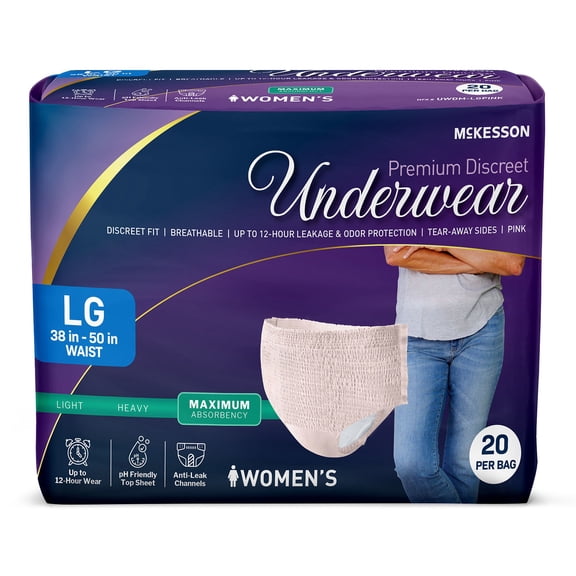 McKesson Premium Discreet Underwear for Women - Heavy Absorbency Incontinence Briefs - L, 20 Count, 1 Pack