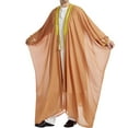 thumbnail image 6 of HOOMEUMY Mens Muslim Robe Deals Fashion 2024 Trendy Embroidered Coat Front Open Jacket Long Cut Design Casual Workout Drop Shoulder Clothes Khaki XL, 6 of 9
