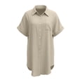 thumbnail image 3 of 2026 New Women Swimsuit Coverup Swimwear Dress Shirt Button Down Beachwear Bathing Suit Cover Up, Beach Vacation Outfits(Khaki,L), 3 of 5