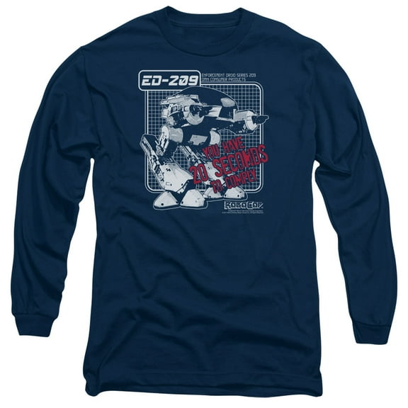 Robocop Ed 209 Long Sleeve Adult 18/1 T-Shirt Navy