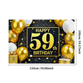 thumbnail image 2 of Glamorous Golden 59th Birthday Banner with Balloons Cake and Gifts Backdrop for Birthday Party Decorations Photography Props Happy Birthday Celebrations, 2 of 6