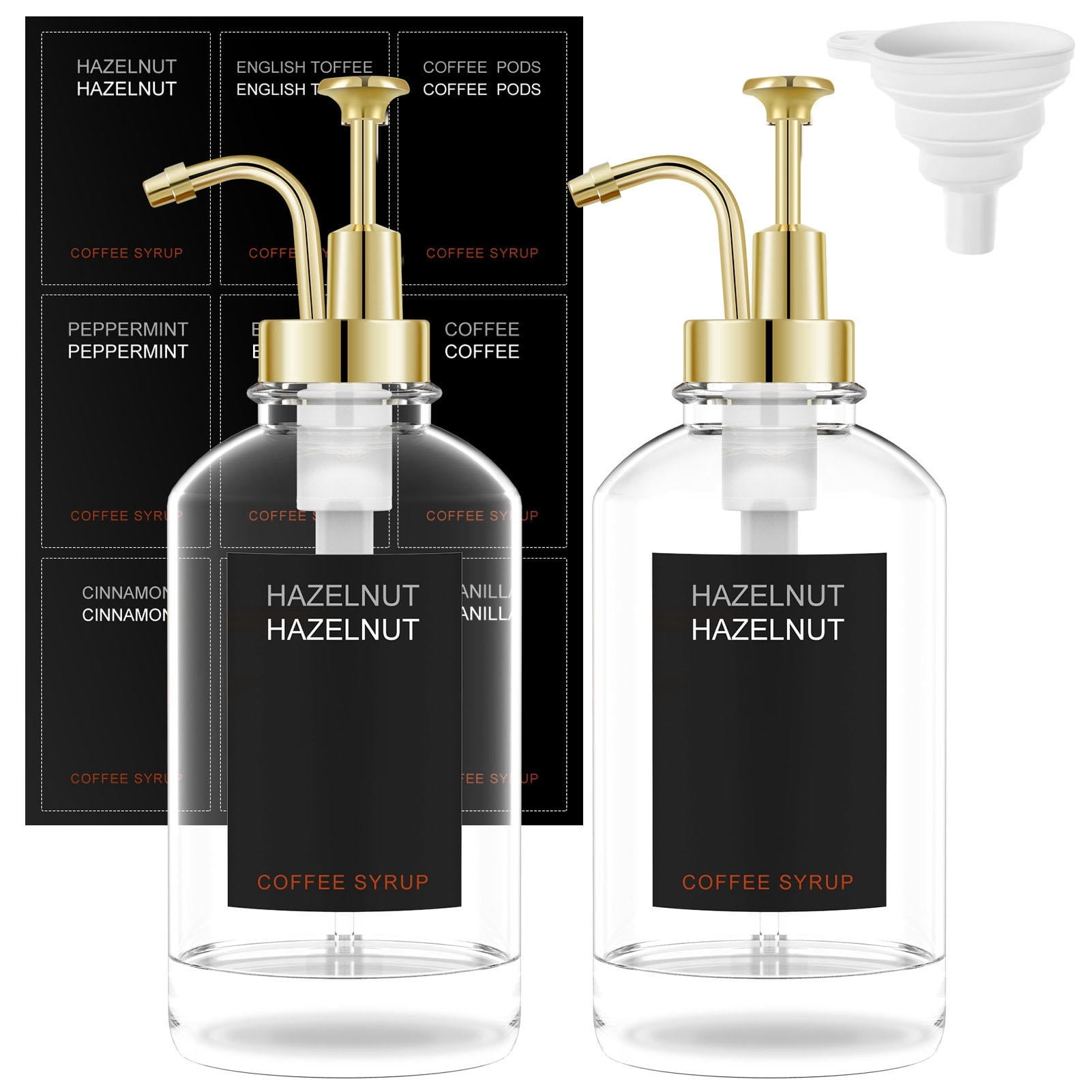 YAHHU 2‑Pack Crystal‑Clear 500 ml Glass Syrup Dispensers with Stainless‑Steel Pump – Versatile Kitchen, Bar, & Bathroom Accessory