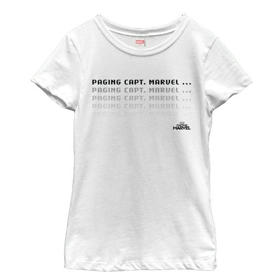 Girl's Marvel Captain Marvel Pager Text Graphic Tee White Small