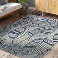 Lr Home 5' x 7' Gray and Blue Fallen Leaves Outdoor Rug