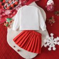 thumbnail image 4 of Jamsmile Toddler Girls Sets Christmas Outfits Long Sleeve Bowknot Print Shirts Pullover Tops + Skirts Outfits Girls Xmas Clothes, 4 of 8