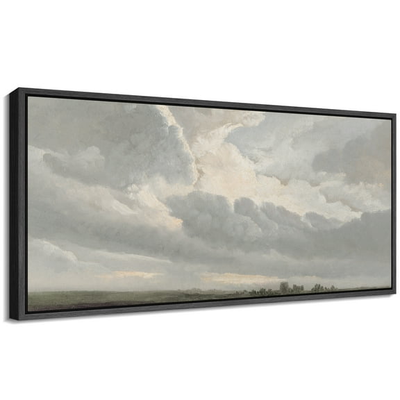 Large Framed Canvas Print Stormy Horizon - Dramatic CloudscapeWall Art Decorative Ready to Hang Painting for Living room Bedroom 60x30 inches Black Frame