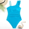 thumbnail image 5 of REDARER Girls One Piece Swimsuit Ruffle Trim Asymmetrical Ruched UPF 50+ Sun Protective Swimwear Summer,15-16 Years, 5 of 9