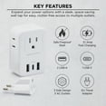 thumbnail image 2 of Merkury Innovations 6 Outlet Surge Protector with EU Travel Adapter, 3 AC Outlets, 2 USB-A & 1 USB-C, 2 of 8