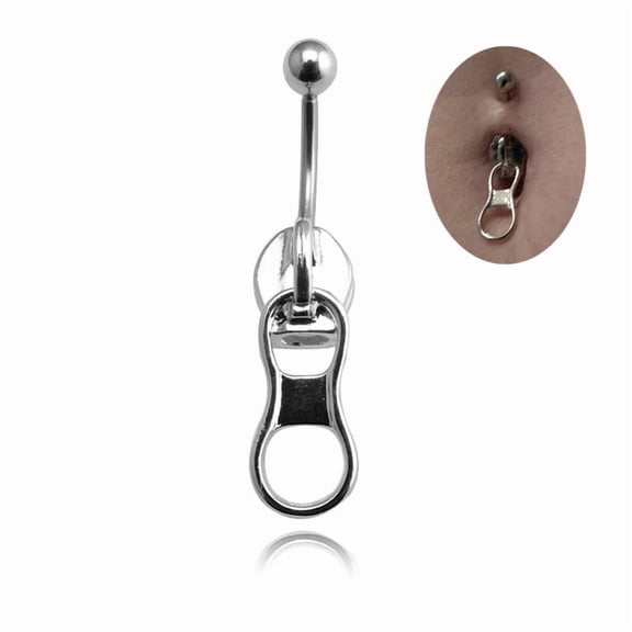 Punk Belly Button Rings Stainless Steel Navel Nail Creative Zipper Navel Ring For Women Girls Body Piercing Jewelry Gifts