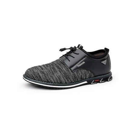 

Oucaili Mens Casual Shoes Slip On Dress Shoe Comfort Oxfords Office Lace Up Flats Party Black 10