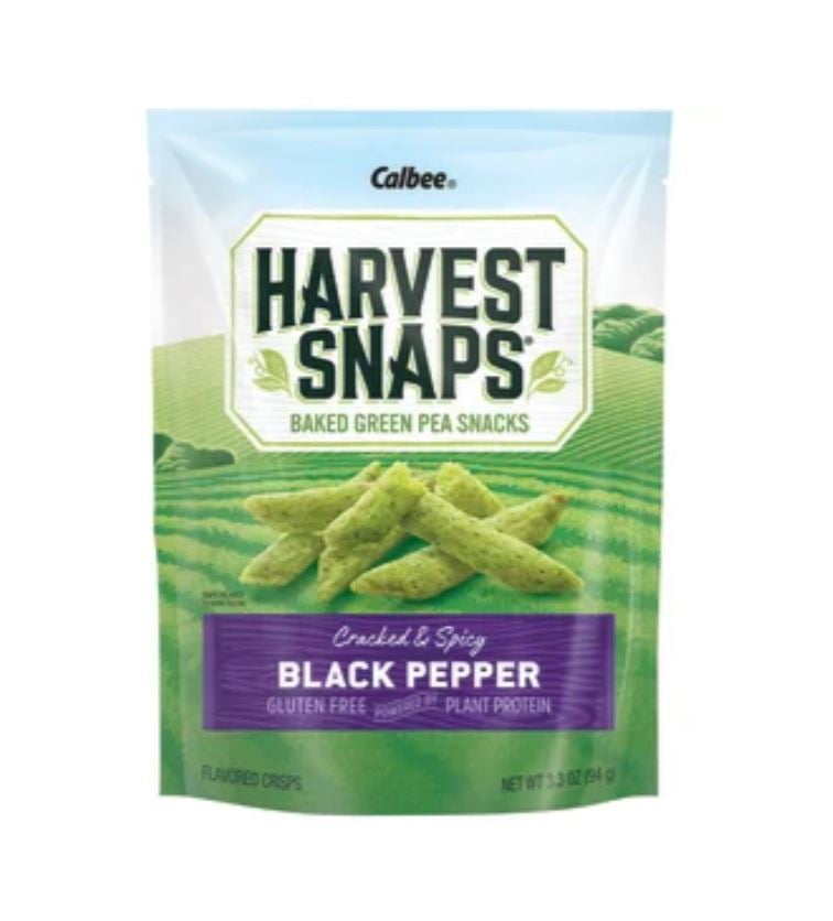 Calbee Harvest Snaps Snapea Crisps Gluten Free Black Pepper, 3.3 Oz