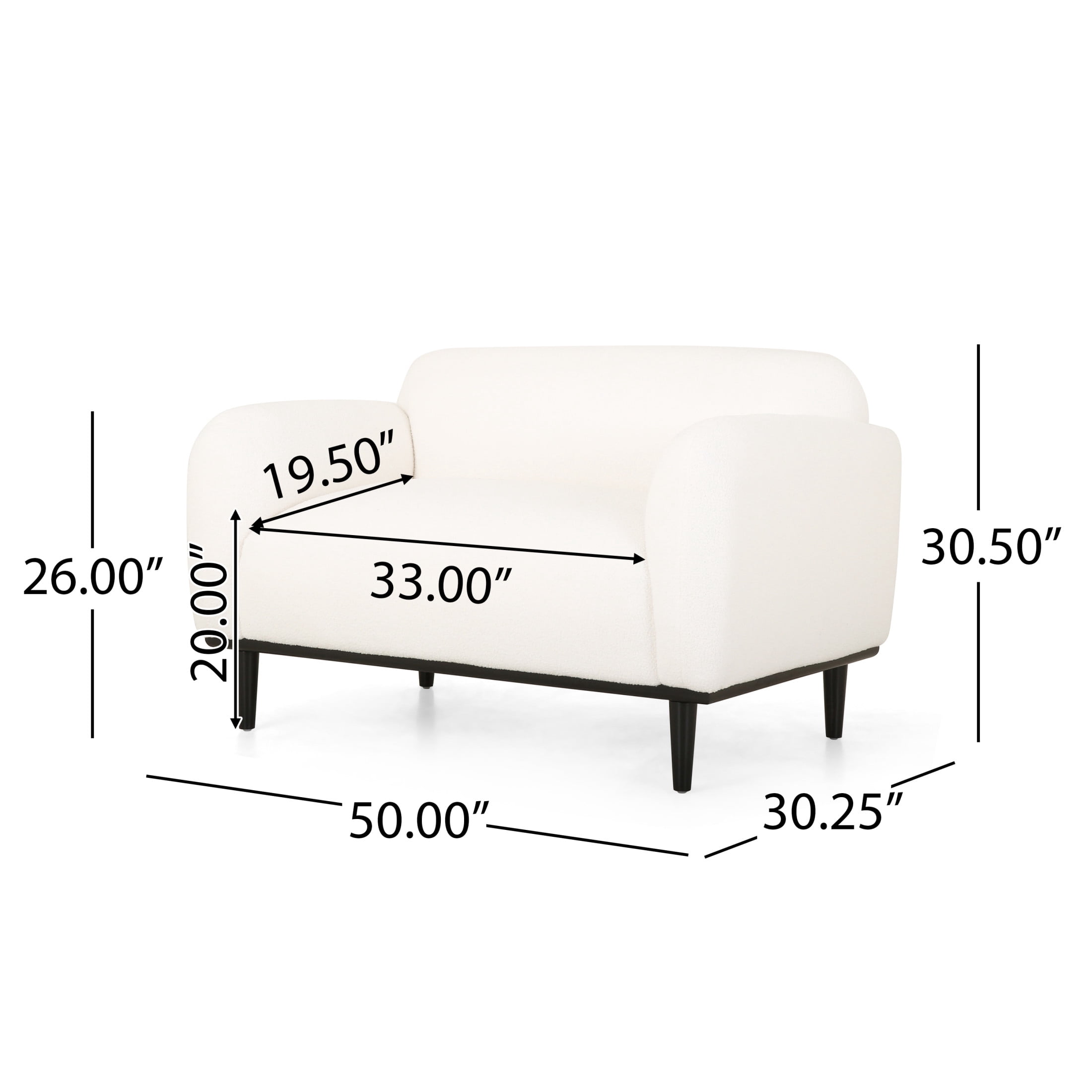 Christopher Knight Home 50" Modern Boucle Loveseat Sofa for Living Room or Office, White