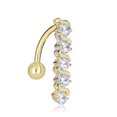 thumbnail image 2 of AVORA 10K Yellow Gold Simulated Diamond CZ Linear Belly Button Ring Body Jewelry (14 Gauge), 2 of 5