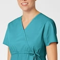 thumbnail image 4 of Wink WonderWORK Maternity Mock Wrap Scrub Top, Teal Blue, XS Regular, 4 of 5