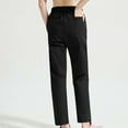 thumbnail image 4 of ClodeEU Women's Straight Leg Pants Drawstring Bottom with Pockets, Solid Color Casual Trousers Black,Womens Plus S, 4 of 4