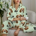 thumbnail image 6 of Pajama Sets for Women 2 Pcs, Beagle Dog woof Button Down Long Sleeve Sleepwear Lounge PJ Sets, 6 of 6