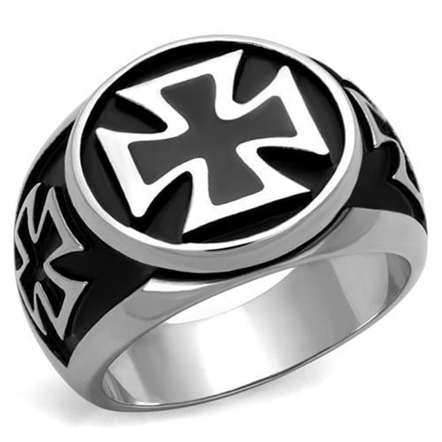 Alamode TK2226-8 Hommes Haute Poli Bague en Acier Inoxydable avec Époxy en Jet - Taille 8