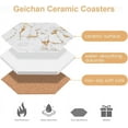 thumbnail image 4 of Geichan Marble Gold Coasters for Drinks Absorbent with Cork Base, 6pcs Drink Coasters for Wooden Table with Metal Holder, Gold Ceramic Cup Coaster Set Home Decor for Tabletop Protection, 4 of 6